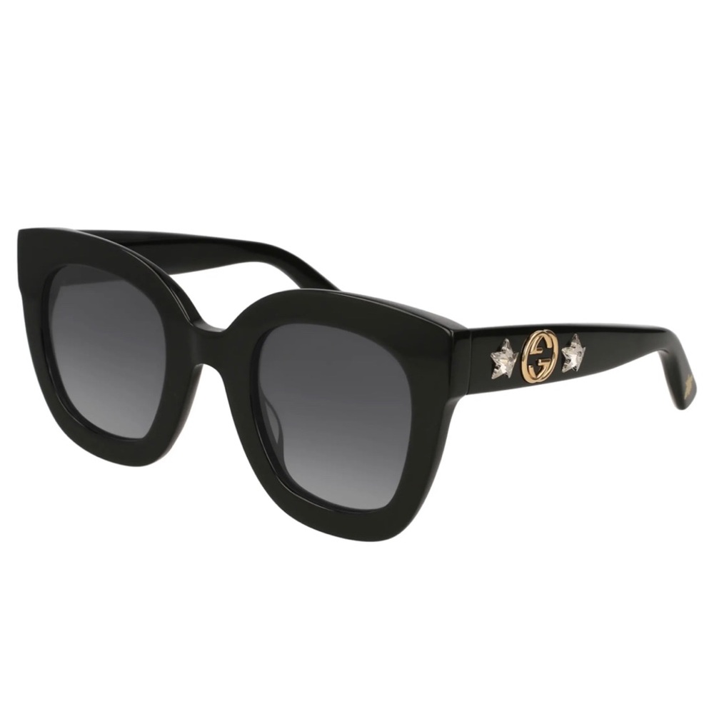Gucci Rectangle Acetate GG Sunglasses w/ Crystal Stars
